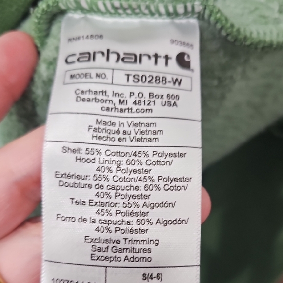 Carhartt Olive Green Pullover Hoodie - Picture 3 of 3
